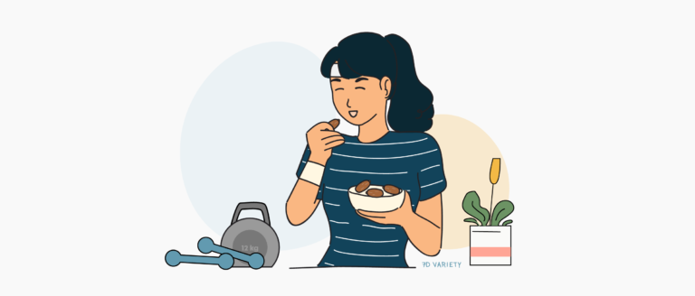 Dates as Pre-Workout and Post-Workout Snacks: A girl eating dates while exercising with fitness equipment